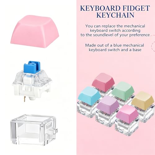 Image of Keyboard Fidget Toy, Four Key Mechanical Style Keychain with Snake Chain, Stress Relief Gadget for Office Workers and Students, Portable Anxiety Relief Tool for Commuting and Gaming