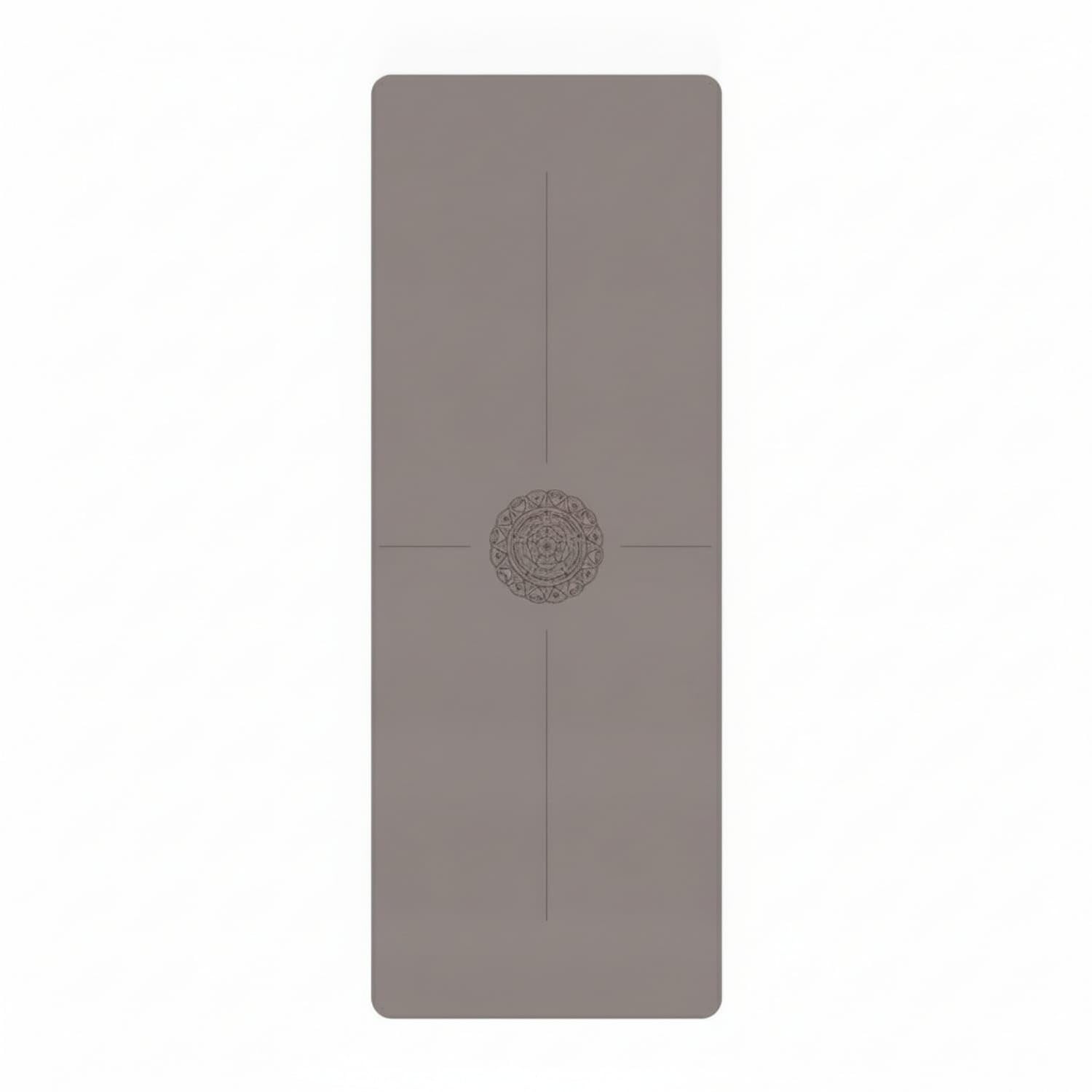 Center Medallion Pattern Exercise Mat Solid Color Alignment Exercise Mat, Milk Tea, Single Line-image-23