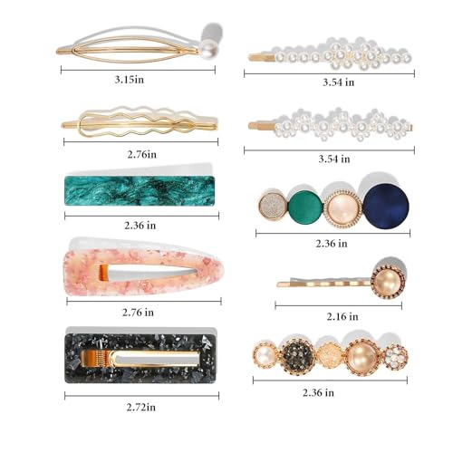 Mehayi 20 PCS Macaron Pearl Acrylic Resin Fashion Hair Clips Set, Cute Hair Barrettes Bobby Pins, Boho Fancy Hairpin Accessories Headwear Styling Tools, Girls Decorative Wedding