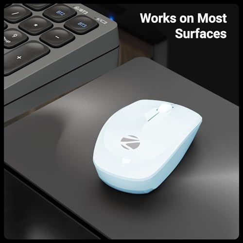 Image of Zebronics Wireless Mouse, 2.4GHz, 3200 DPI, 3 Buttons, Comfortable & Ergonomic, USB Nano Receiver, On /Off Switch, Power-Saving Mode, Works on Most Surfaces, for Mac | Laptop | Computer (Freego, Blue)