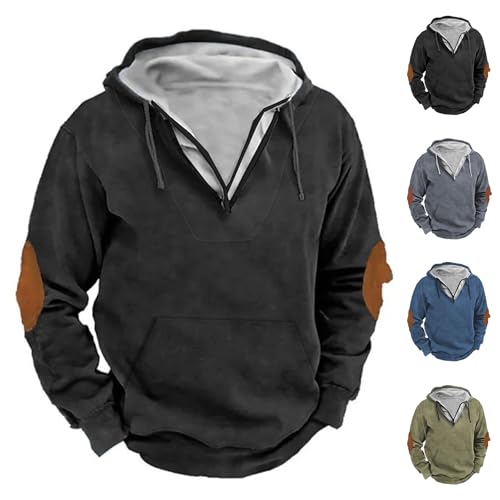 Wankang Stylish Hoodies for Men 1/4 Zip V Neck Hoodies Pullover Casual Long Sleeve Hooded Sweatshirts Drawstring Hoodie Tops2