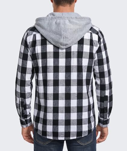 Swisswell Men's Flannel Button Down Plaid Hoodie Shirt w/ Pockets - image 7