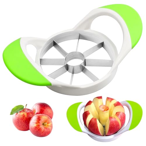 Qaestuan Coupe-Pomme en Acier Inoxydable, Apple Trancheuse, Trancheuse et Vide-Pommes, Trancheur de Pomme, Trancheuses de Pomme, Poignées Antidérapantes, pour Couper Les Pommes, Les Poires (vert)