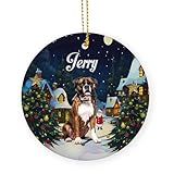 Décorations de Noël en céramique, pendentif arbre de Noël, boxer bringé, ornements en céramique, avec cordon