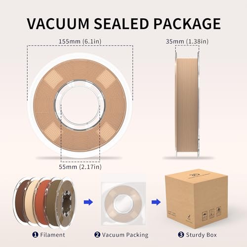 Image of RAMBERY 250gX4 Wood PLA Printer Filament Bundle 1.75mm 3D Printing Filament Real Wood Fibers Added Fit Most Printers, Total 1kg, 2.2 lbs