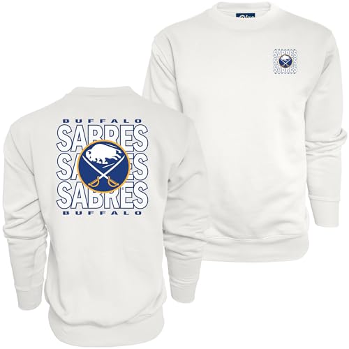 Blue 84 Standard NHL Officially Licensed Crewneck Sweatshirt Front/Back Curl White
