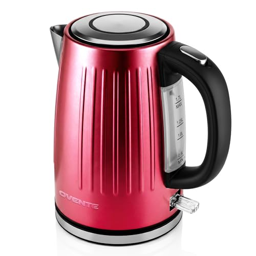 Image of OVENTE 1.7L Stainless Steel Electric Kettle, 1750W Power, Maroon KS711M | Fast Boiling Heater, BPA Free, Cordless Body Design, Auto Shut-Off, Boil-Dry Protection, Indicator Light and Removable Filter