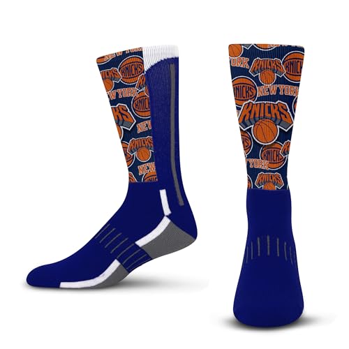 For Bare Feet NBA NEW YORK KNICKS Montage Crew Sock Size Large
