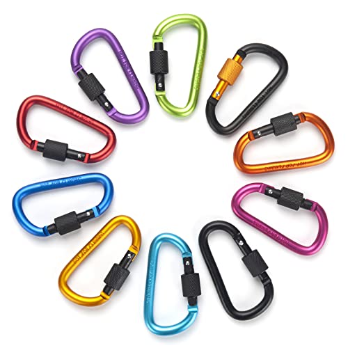 10 StüCk Karabinerhaken Aluminium Schraubkarabiner, Karabiner Schraubkarabiner Mit Gefederter Verschluss FüR Camping, Angeln, Oder Reisen Haustieren, Schaukel, Wandern, HäNgematte, SchlüSselanhäNger Cover