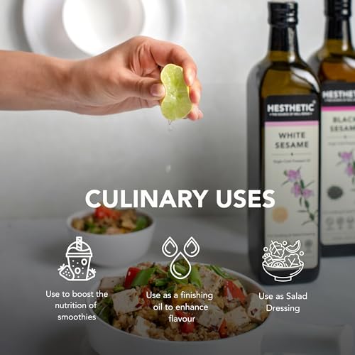 Hesthetic - Edible Cold Pressed White Sesame Seed (Gingelly) Oil | 500ml | Til Ka Tel | Rich in Healthy Fats, Ideal for Cooking, Frying & Salad... - Image 3