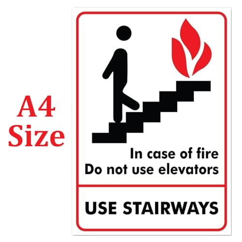 Image of CVANU Use Stairways Warning Safety Self-Adhesive Waterproof PVC Vinyl Sign Sticker Size (11.7inchX8.3inch) Pack of 5