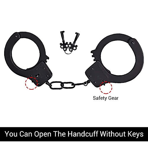 Bedsecret Handcuffs Double Lock Steel Police Edition Professional Grade Handcuffs,Hand Cuffs Cop with Keys3