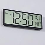 Henescribe Large Digital Wall Clock Battery Operated Black, Atomic Clock with Large Display Numbers, Calendar, Auto DST, Clocks for Living Room, Kitchen, Office, Bedroom