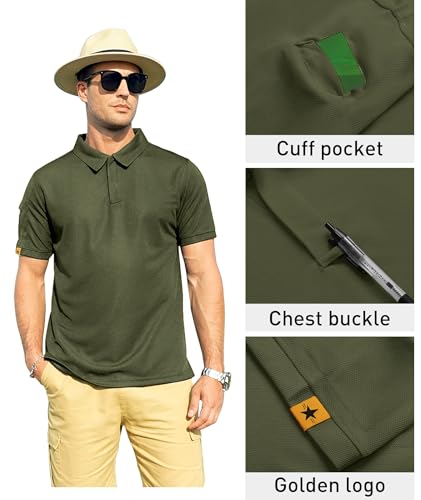 Image of ZITY Mens Polo Shirt Short Sleeve Sports Tactical T-Shirt Athletic Golf Polos Daily Casual Stylish Collared Shirts for Men