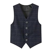 Gilet De Costume Festif sans Manches pour Enfant Garçon d'honneur Veste Vestons Chemise Gilet De Fête Col en V Mariage Anniversaire Noël Fête Costume Formel pour Enfant (02 Black, 5-6 Years)