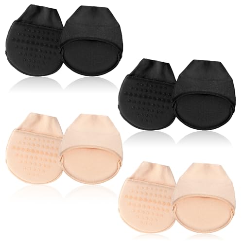 4 Pairs Ball of Foot Cushion Socks, Toe Topper Socks for Women No Show with Padding, Toe Topper Liner Socks with Sponge Cushion Half Socks for Heel
