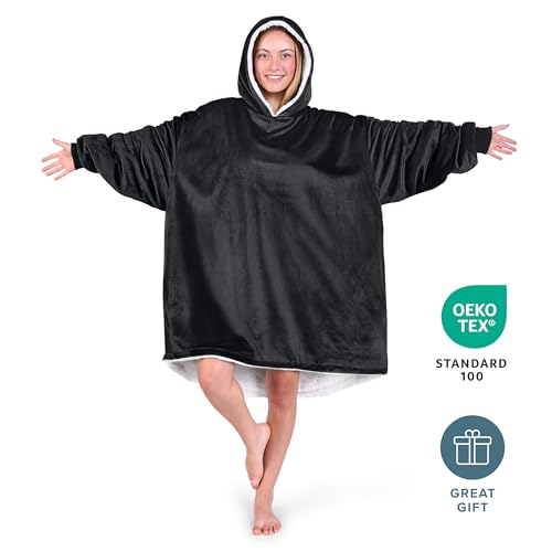 Image of Bare Home Wearable Blanket Hoodie - Soft Plush Sherpa - Warm and Cozy - Oversized Wearable Blanket