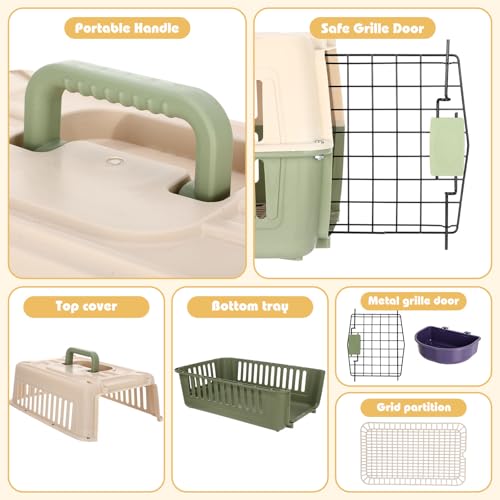 image for Fiwochic 2 Set Hard Plastic Pet Carrier Breathable Dog Cat Kennel with