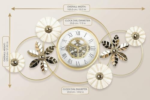 Image of Mokshith Large Wall Clock Creative Metal Flower Leaf Design Silent Non Ticking Decoration Clocks for Living Room Bedroom Home (MO-26)