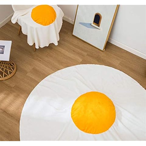 GYROHOME Double Sided Round Blanket 71 inches Fried Eggs Blanket, Funny Soft Flannel Oval elliptic Blanket, Giant Food Blanket Cover