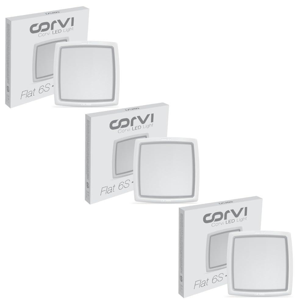 CORVI LED Flat 6S Square Ceiling Panel Light | 23 Watts illumination using 15 Watts power | Slim, Driverless & Dimmable| Backlit for Maximum Output | 3000K Warm White (Pack of 3)-image-12