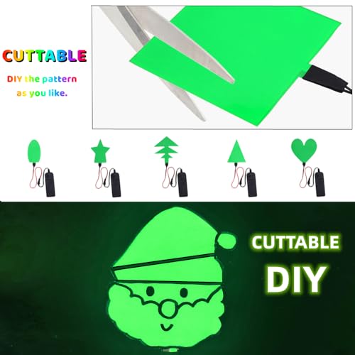 Image of Electroluminescent EL Panel Light, DIY EL Light Cuttable Paper for Decoration /Cosplay /Funny Birthday Parties /Horror Theme Parties /Pumpkinhead,Yellow (10cmx10cm)-1PCS (1, Green)