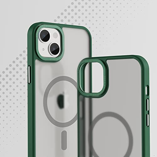 Image of Vaku Luxos Trans Armor MagPro for iPhone 14 Plus Cover Case, 6 Feet Drop, Metal Ring Camera Protection, Shockproof, Scratch Resistant, Slim, Compatible with MagSafe Back Cover - Green