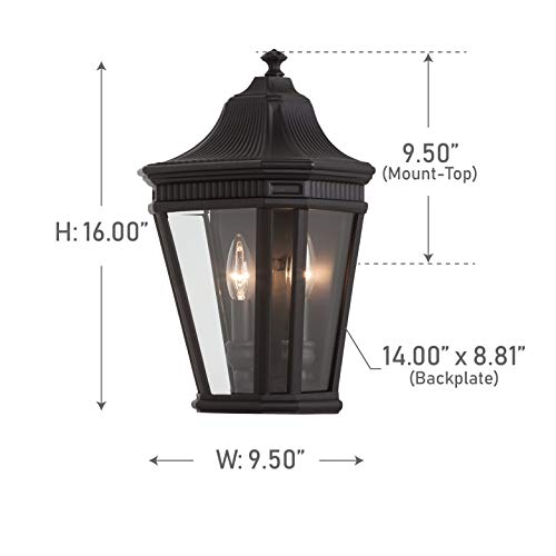 Image of Generation Lighting OL5403BK Cotswold Lane Outdoor Lighting Wall Pocket Sconce, Black, 2-Light (10 Inch W x 16 Inch H) 120watts, cETL Listed, Safety Rated for Wet Locations