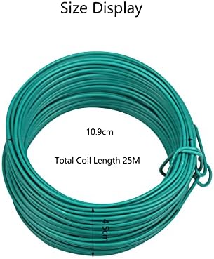 SUNYOK Garden Wire Coil, 2mm x 82feet Plastic Coated Garden Wire Green Garden Wire Coil Heavy Duty Garden Wire Coil Soft Plant Twisty Ties for Climbing Plants Tree Support