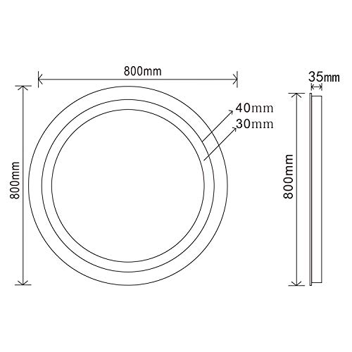 Illuminated Round Bathroom Mirror With Centre Lights Wall-Mounted With Demister Pad Lighting Touch Switch 800x800mm White Light Modern Bathroom Vanity Mirror