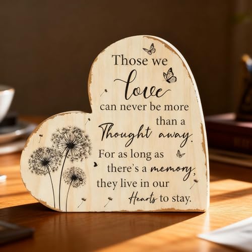 Yookeer Sympathy Gift Memorial Heart Present for Loss of Loved One Bereavement Gift Bereavement Sign Grieving Decorative Plaque for Loss of Deceased Father Mother Son Brother Condolence(Dandelion)
