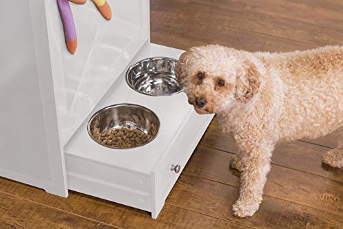 zoovilla Windsor Pet Feeders with storage - dog bowl stand, pet feeder station, White - Image 5