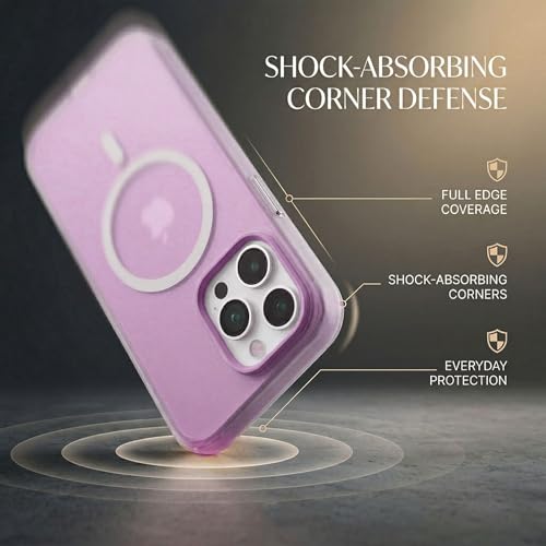 Image of amazon basics Luxury MagSafe Compatible Magnetic Case for iPhone 15 Pro | Soft Touch Matte Pastel Finish | Shockproof Back Cover with Camera Protection (Purple)