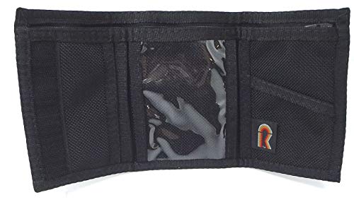Trifold With Inside And Outside Id Window. Black Ballistic Nylon. Made In Usa. (Black) #TOP15