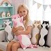 SHINUOER Cute Cat Plush Long Body Pillow – Soft Cartoon Stuffed Animal Doll, Kawaii Cat Plushie Valentines Day Gifts for Kids, Girls & Girlfriend (Gray, 19.7 Inch)