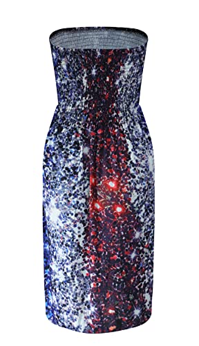 Image of Zyyfly Tube Top Dress Women Summer Beach Coverup Stretch Smocked Strapless Dress