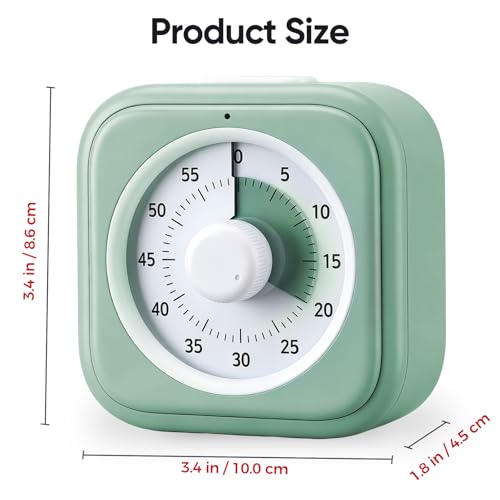 Image of 60 Minute Visual Timer for Kids, Silent Countdown Clock, Time Management Tool for Homeschool Study Supplies, Classroom, Home, Kitchen, Desk (Green)