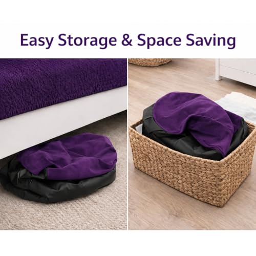 Image of Inflatable Lounge Chair for Adults with Ottoman, Foldable Air Sofa Couch, Portable Blow Up Chair for Living Room Bedroom, Comfortable Indoor Seating, 150 kg Capacity (Purple)