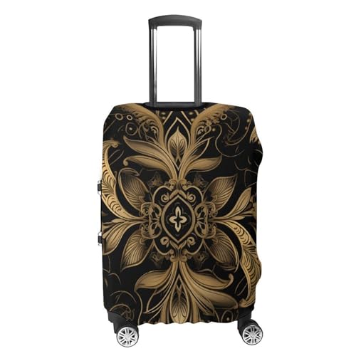 Travel Luggage Cover Elastic Suitcase Protector Anti-Scratch Washable Black And Golden Pattern Luggage Sleeve Tsa Approved Carry on Covers Baggage Cover Fits 18-32 Inch Luggages4