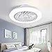TRUYOK LED Regulable Lámpara de Techo - Ventilador de Techo con Luz y Mando - Silencioso 3 Velocidades Moderno Ventilador con Luz de Techo con Temporizador - para Dormitorio Restaurante