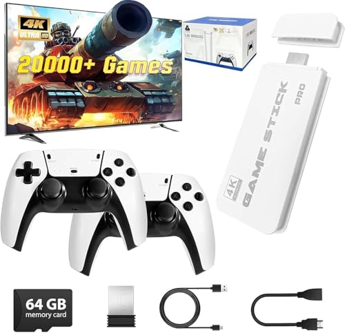 2026 Retro Konsole mit über 20.000 Spielen, 23 Emulatoren, 4K HDMI Plug & Play Spielkonsole mit 2.4GHz Wireless Controllern mit Schalter, Unterstützt TV & Projektor (Weiß)