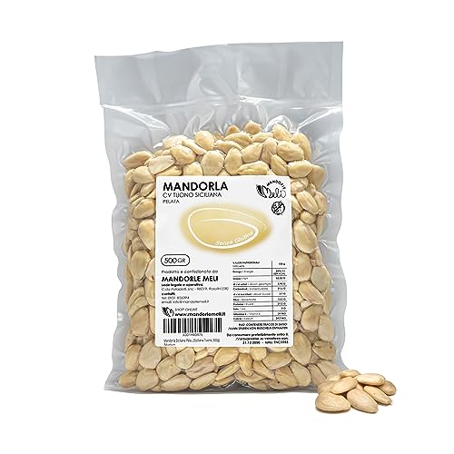 Mandorle Pelate Siciliane - Frutta Secca Fonte di Vitamine e Fibre - Senza Glutine (Siciliana Tuono, 500g