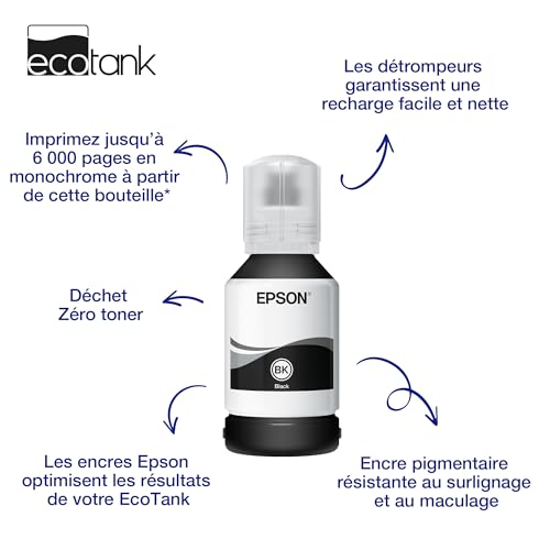  Encre EcoTank pigment noire Epson pour impression professionnelle
| Encrier EcoTank noir Epson durable et économique
| 