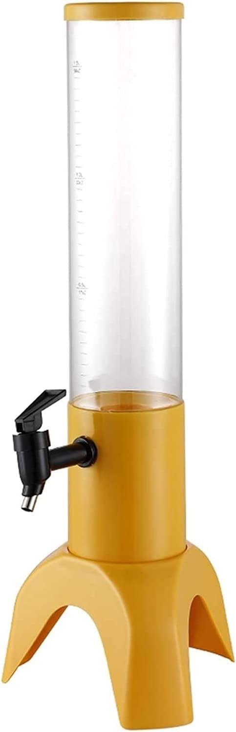 Beer Dispenser Beer Tower Dispenser 1.5L Transparent Beverage Tower Dispenser With Colored Lights And Detachable Ice Tube(Yellow)