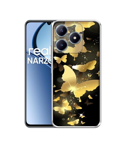 Image of Golden Butterfly Pattern Design Printed Silicon Soft TPU Back Case Cover for Realme C63 4G / Narzo N63 4G