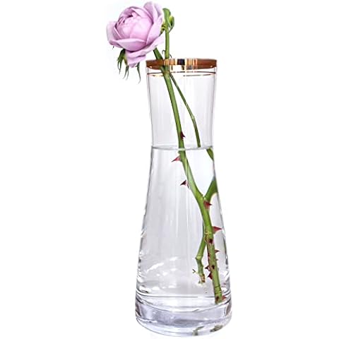 Serdic Glass Flower Vase for Decor,Modern Clear Flower Vase for Centerpieces,Fresh Flower Vase for Living Room Bedroom Office,Gold Vase for Wedding Housewarming Gift,Glass Vase for Flowers Cover
