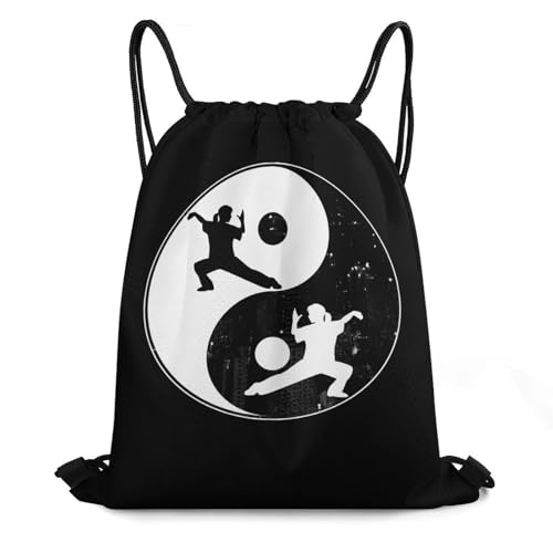 Yin And Yang Kungfu Drawstring Backpack Durable Sport Gym Bags Daypack for Men Women 35 * 42cm