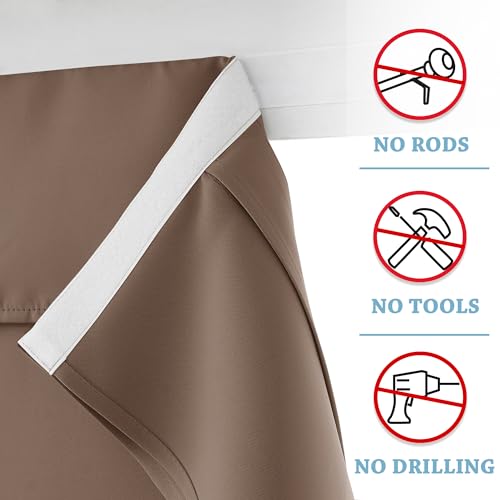 RYB HOME Sightlight Door Window Curtains, Privacy Half Window Curtains Thermal Insulate Covering for Patio/Glass/Front Door, 12 inch x 40 inches, Mocha, 1 Panel