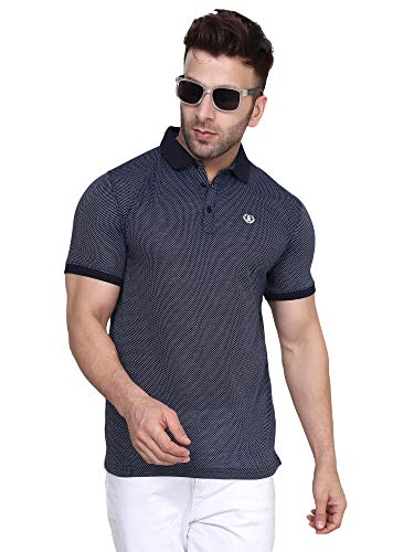 Image of ManHood Men's Summer Regular Fit Half Sleeve Casual Plain Solid Cotton Polo Neck T-Shirt with 3 Button Placket