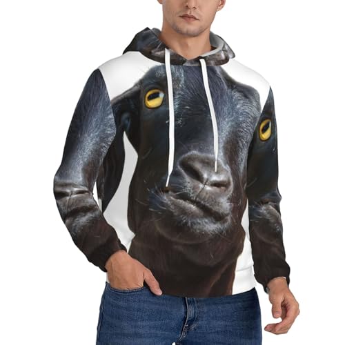 Sweat à capuche homme imprimé chèvre noire pull polyester EdWal